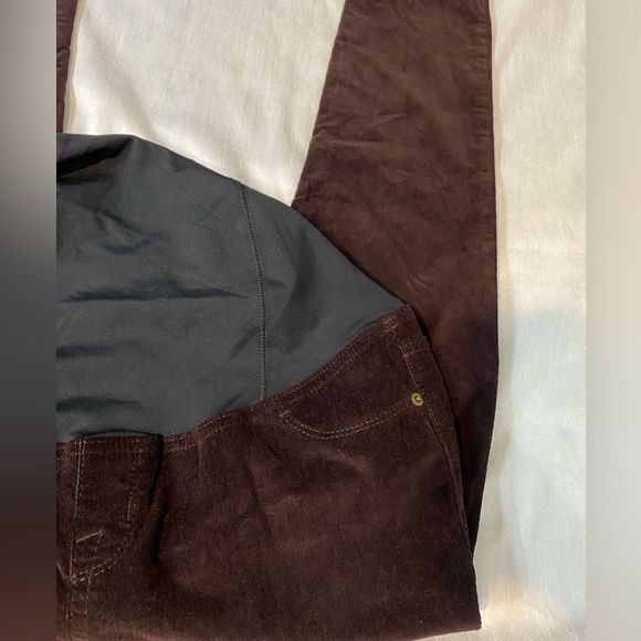 Ingrid Isabel Maternity Corduroy Crossover Panel Skinny Burgundy Pants Sz 8/29R - Picture 8 of 16